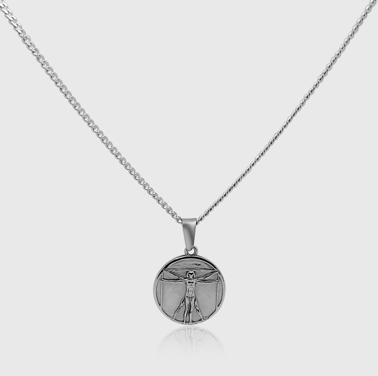 Leo Da Vitruvian Pendant (White Gold)