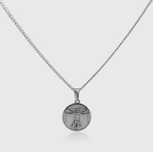 Leo Da Vitruvian Pendant (White Gold)